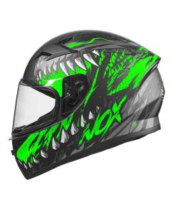 Casque moto enfant NOX N961K BEAST Noir mat Vert